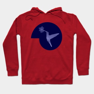 Happy Hummingbird on Fractal Blue Spiral Hoodie